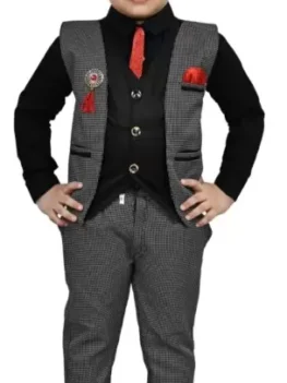 Boys Festive & Party, Wedding Blazer, Shirt and Trouser Set (Black Pack of 3).