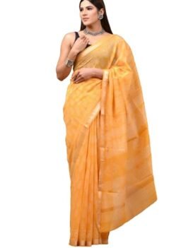Eddika Hand Block Printed Pure Chanderi Silk Saree | Chanderi Silk Saree for Women