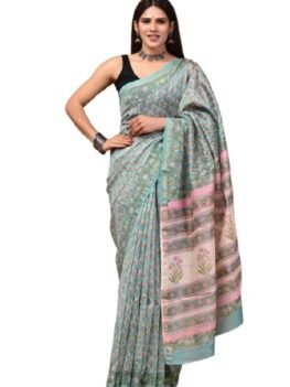 Eddika Hand Block Printed Pure Chanderi Silk Saree | Chanderi Silk Saree for Women