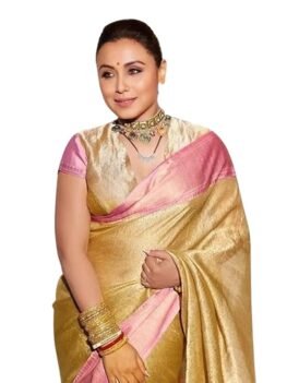 Kanjivaram Soft Saree Weaving Full Broket Traditional Banarasi Sarees For Women's Golden Double Kanchi Border With Blouse Piece for Festival, Wedding, Party, Anniversary Wear