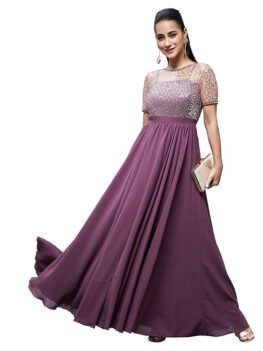 Miss Chase Women's Relaxed Fit Georgette & Sequins Maxi Dress