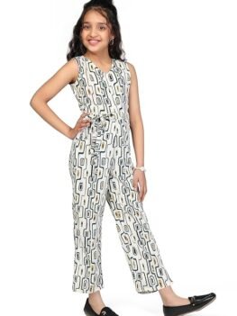 Fashion Dream Girl's Ankle Length Printed Jumpsuit
