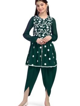 Fashion Dream Girl's Blooming Georgette Embroidered Salwar Suit Set|Ethnic Kurta Set For Girls|Kurti Sets|Kurta Set|Salwar Kurta Set|Kurti Set