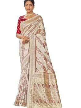 MANOHARI Most Trendy Jacquard Work Woven Saree with Unstitch Blouse Piece