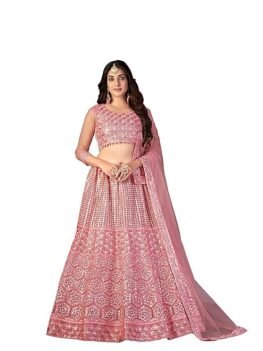 VARNI FABRICS Women's Net Sequence Work Lehenga Choli with Dupatta(Zeeya-Mehreen-P)